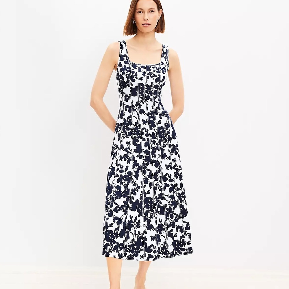 Loft Garden Seamed Ponte Midi Dress